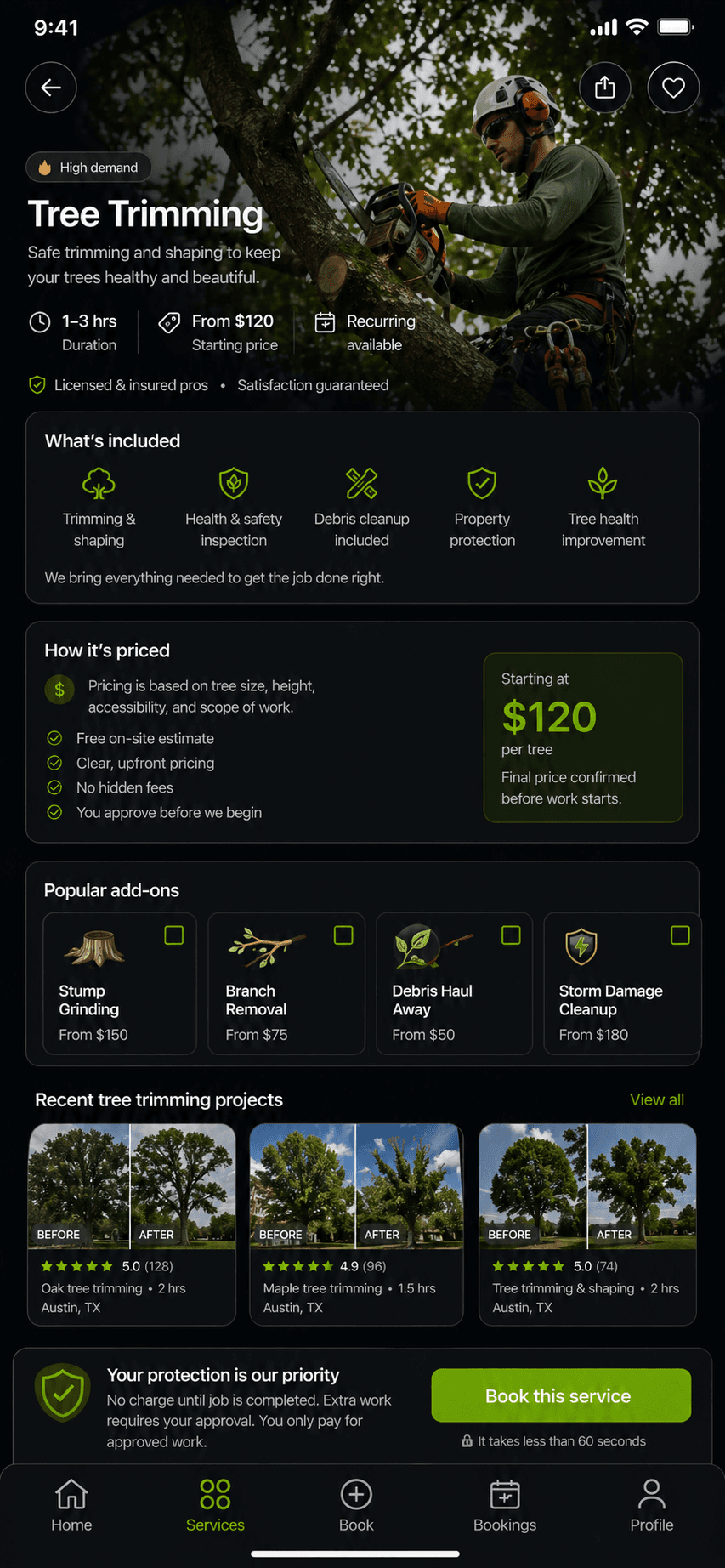 Greenshere Tree Trimming mobile app preview